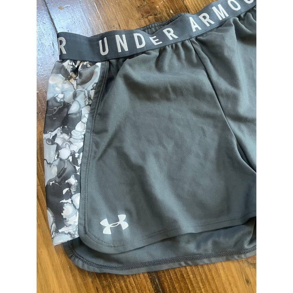 Under Armour Womens Gray HeatGear Floral Side Panel Athletic Shorts Size Large - Picture 2 of 5
